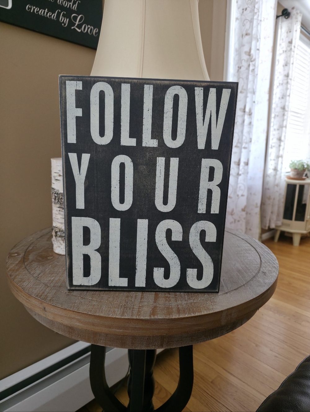 Primitives by Kathy Black and White 'Follow Your Bliss' Wooden Sign